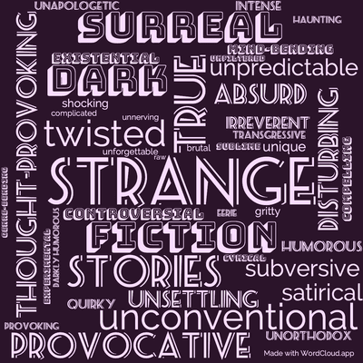 Word cloud of the book Stranger Than Fiction True Stories with 44 words like strange, fiction and true.