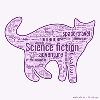 Word cloud of the book The Cat who Walks Through Walls by Robert Heinlein with 48 words like Science fiction, adventure and mystery.