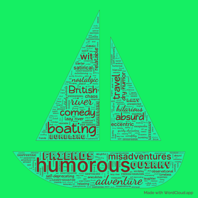 Word cloud of the book Three Men in a Boat To Say Nothing of the Dog by Jerome K. Jerome with 48 words like humorous, adventure and river.