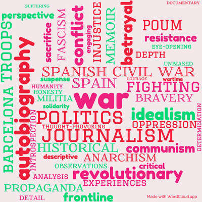 Word cloud of the book Homage To Catalonia with 49 words like war, politics and Spain.