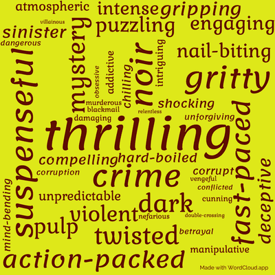 Word cloud of the book This Way For A Shroud with 45 words like thrilling, crime and mystery.