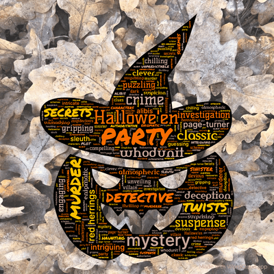 Word cloud of the book Hallowe'en Party with 47 words like party, Hallowe'en and murder.