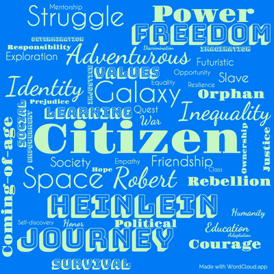 Word cloud of the book Citizen of the Galaxy with 49 words like Citizen, Galaxy and Robert.