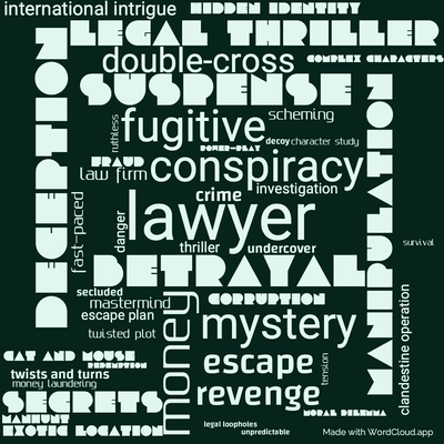 Word cloud of the book The Partner by John Grisham with 47 words like lawyer, betrayal and conspiracy.
