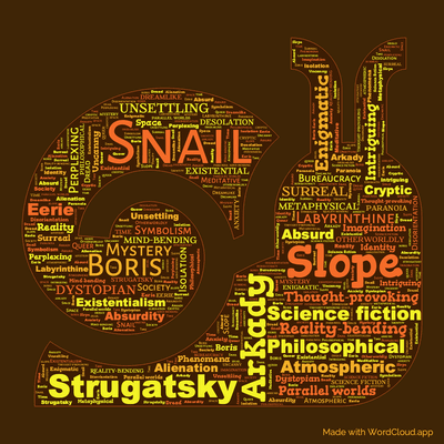 Word cloud of the book Snail on the Slope with 48 words like Snail, Slope and Arkady.