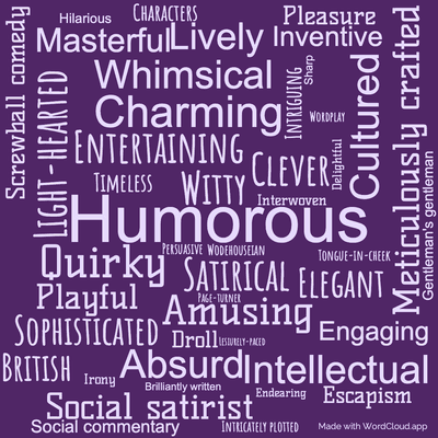 Word cloud of the book Jeeves and the Feudal Spirit by P. G. Wodehouse with 46 words like Humorous, Witty and Satirical.