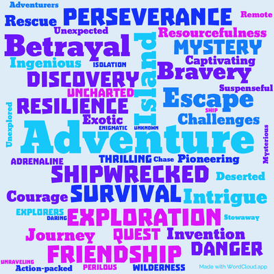 Word cloud of the book Godfrey Morgan with 48 words like Adventure, Shipwrecked and Island.