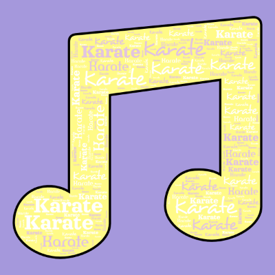 Word cloud in a Notes shape with 1 word Karate.
