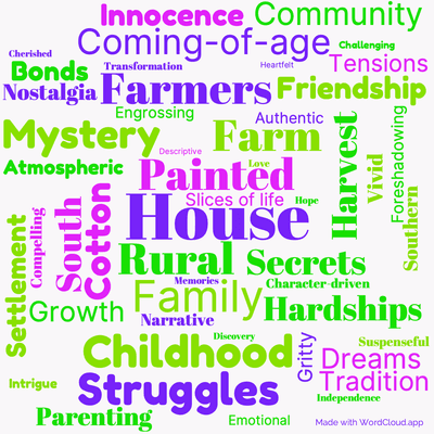 Word cloud of the book A Painted House with 50 words like House, Painted and Rural.