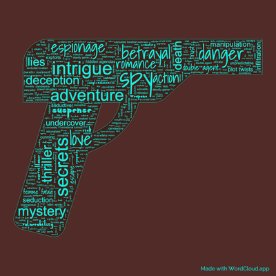 Word cloud of the book The Spy Who Loved Me by Ian Fleming with 48 words like spy, love and intrigue.