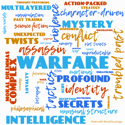 Word cloud of the book Use of Weapons with 49 words like warfare, tactics and conflict.