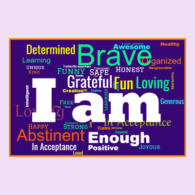 Word cloud in a Horizontal Rectangle shape with 42 words like Enough, Grateful and Fun.