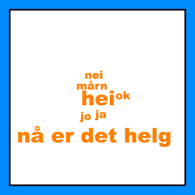 Collaborative word cloud with 7 words like hei, nå er det helg and mårn.