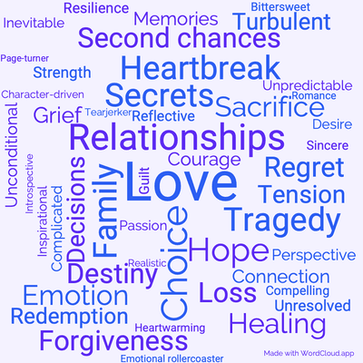 Word cloud of the book The Choice with 48 words like Love, Relationships and Choice.