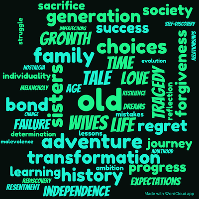 Word cloud of the book The Old Wives' Tale by Arnold Bennett with 48 words like old, wives and tale.