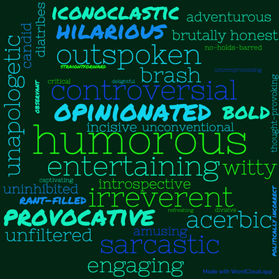 Word cloud of the book The World According to Clarkson. Volume 3. For Crying Out Loud by Jeremy Clarkson with 38 words like humorous, opinionated and entertaining.