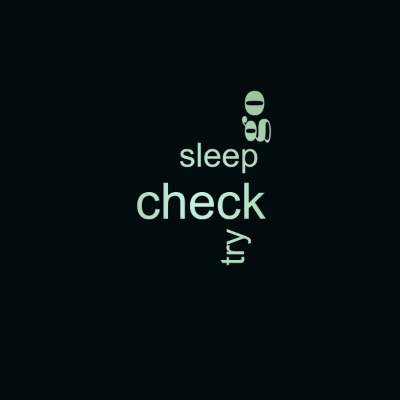 Word cloud with 4 words like check, sleep and go.