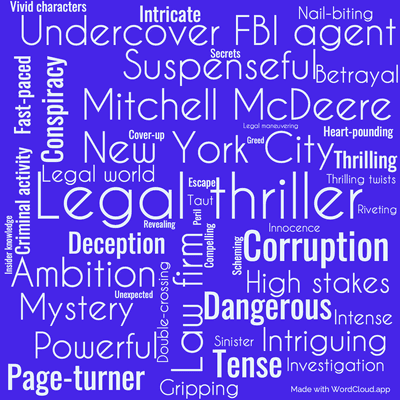Word cloud of the book The Firm with 46 words like Legal thriller, New York City and Law firm.