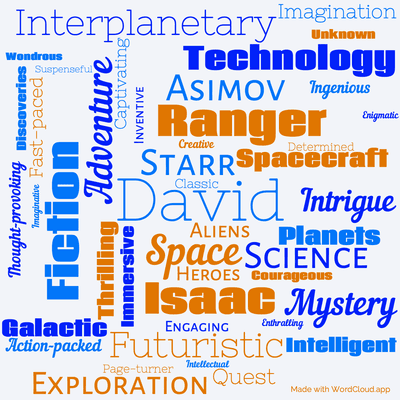 Word cloud of the book David Starr, Space Ranger by Isaac Asimov with 45 words like David, Starr and Space.
