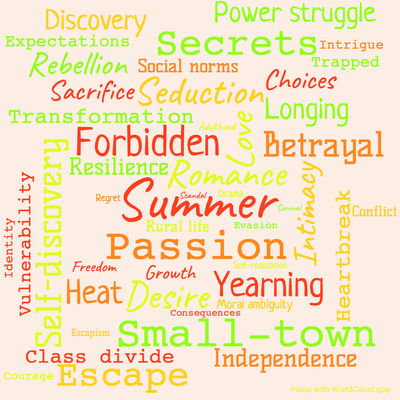 Word cloud of the book Summer with 47 words like Summer, Romance and Passion.