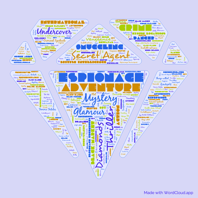 Word cloud of the book Diamonds are Forever by Ian Fleming with 47 words like Espionage, Adventure and Mystery.