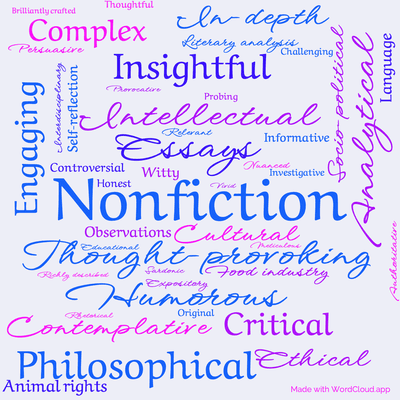 Word cloud of the book Consider the Lobster with 45 words like Nonfiction, Essays and Thought-provoking.