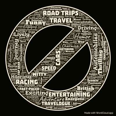 Word cloud of the book Don't Stop Me Now with 49 words like Adventure, Cars and Humor.