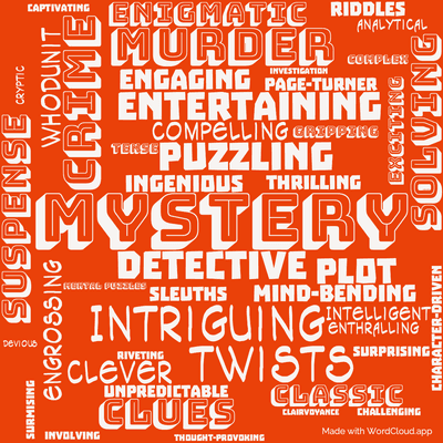 Word cloud of the book The Thirteen Problems by Agatha Christie with 46 words like Mystery, Detective and Puzzling.