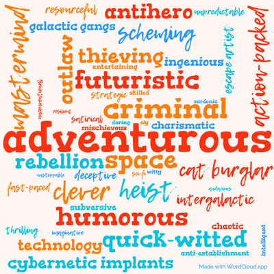 Word cloud of the book A Stainless Steel Rat is Born by Harry Harrison with 47 words like adventurous, criminal and mastermind.