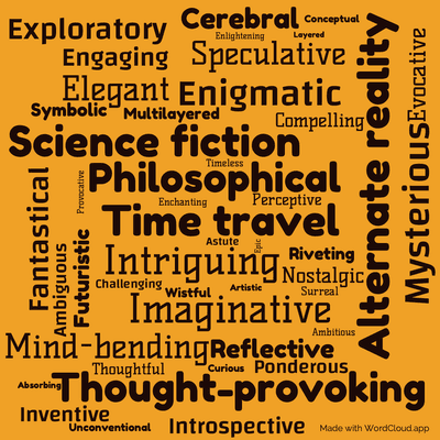 Word cloud of the book Time and Again with 46 words like Science fiction, Time travel and Alternate reality.