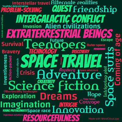 Word cloud of the book Have Space Suit Will Travel with 47 words like Space travel, Adventure and Teenagers.