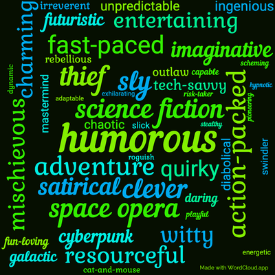 Word cloud of the book The Stainlees Steel Rat Wants You by Harry Harrison with 46 words like humorous, science fiction and adventure.