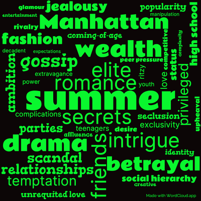 Word cloud of the book Only in Your Dreams by Cecily von Ziegesar with 48 words like summer, secrets and romance.