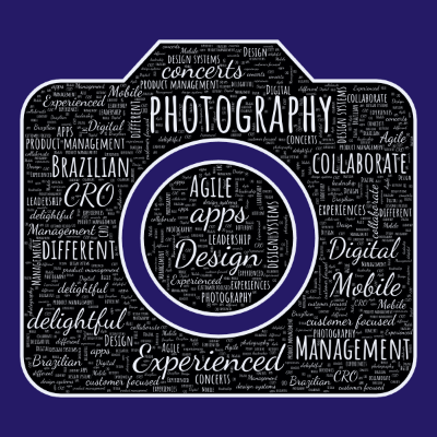 Word cloud with 19 words like photography, apps and Design.