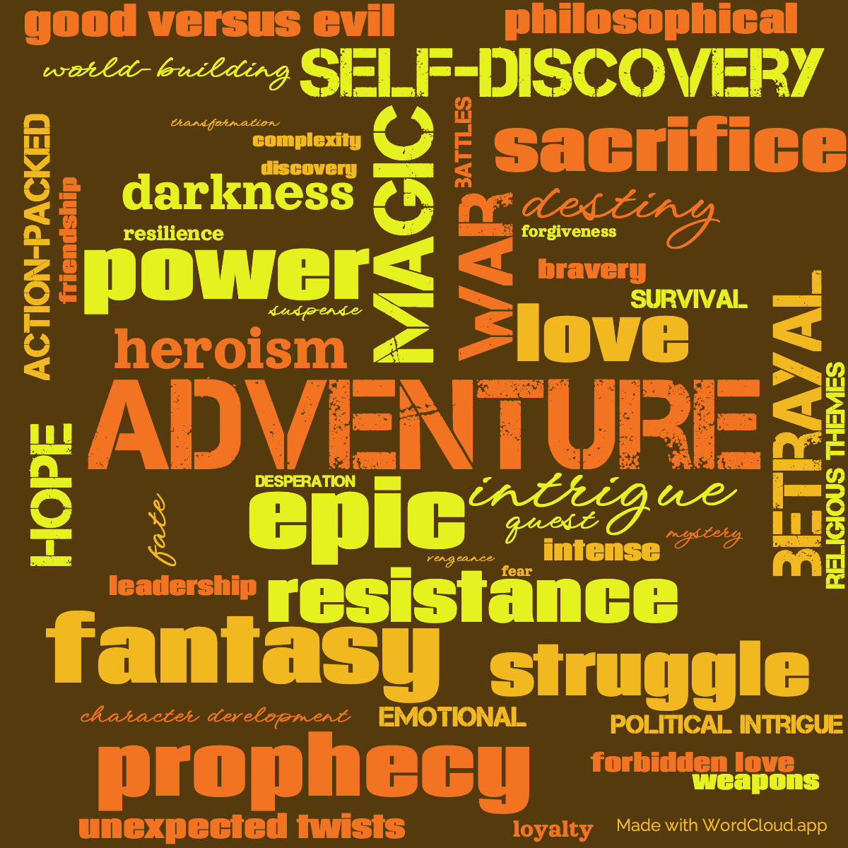 Word cloud of the book Soul Of The Fire with 48 words like adventure, magic and epic.