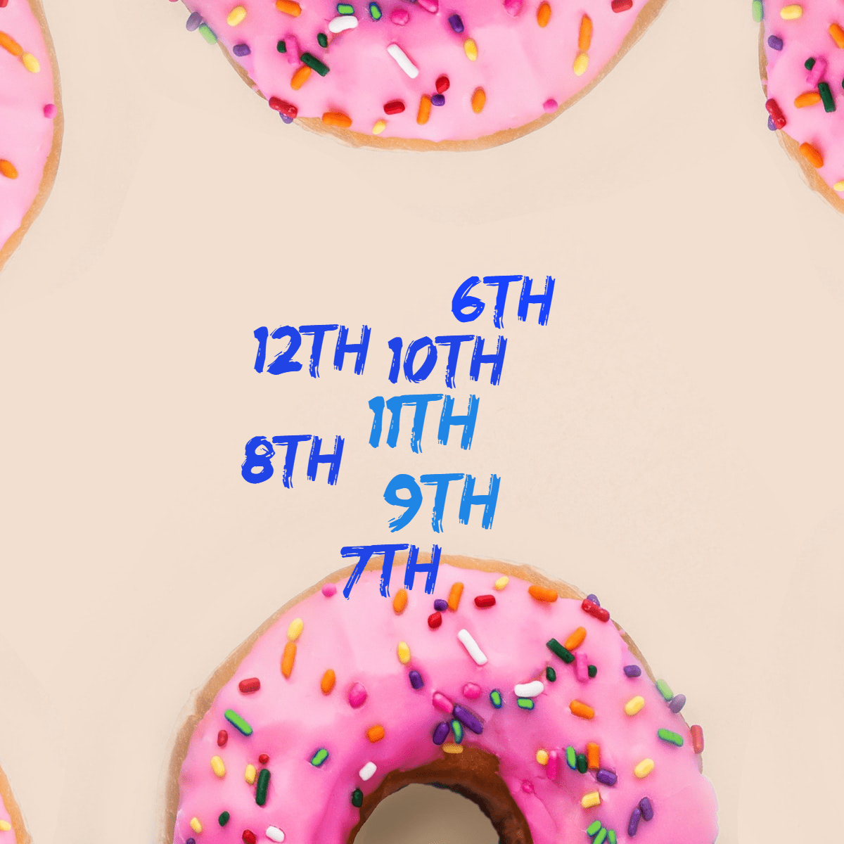 Word cloud with 7 words like 10th, 11th and 12th in bright blue.