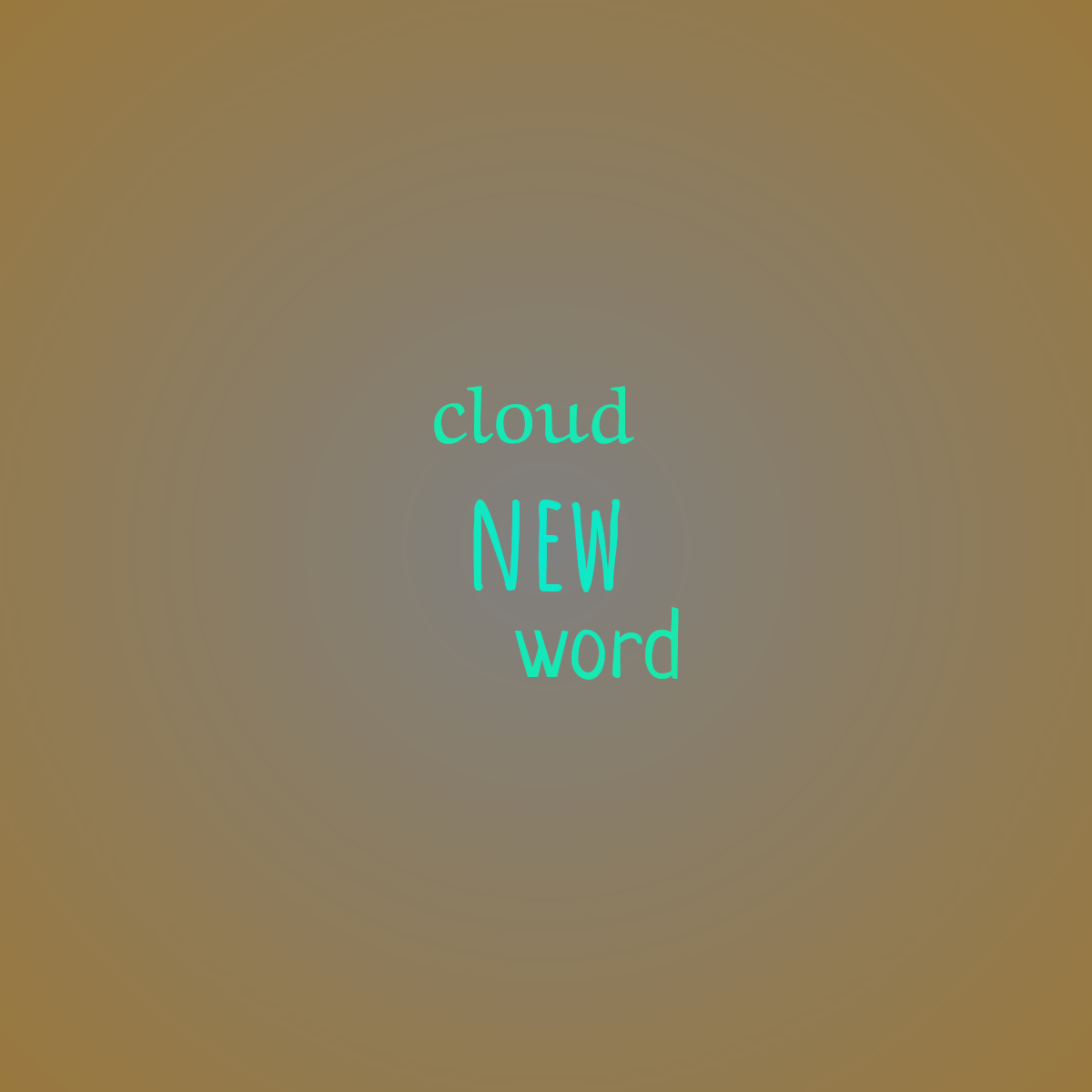 Word cloud with 3 words like new, word and cloud in multicolor.