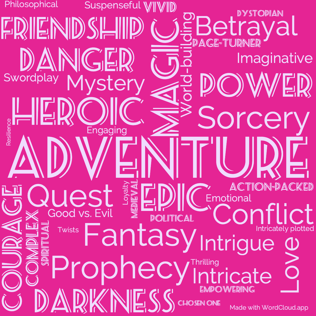 Word cloud of the book Temple Of The Winds with 42 words like Adventure, Magic and Epic.