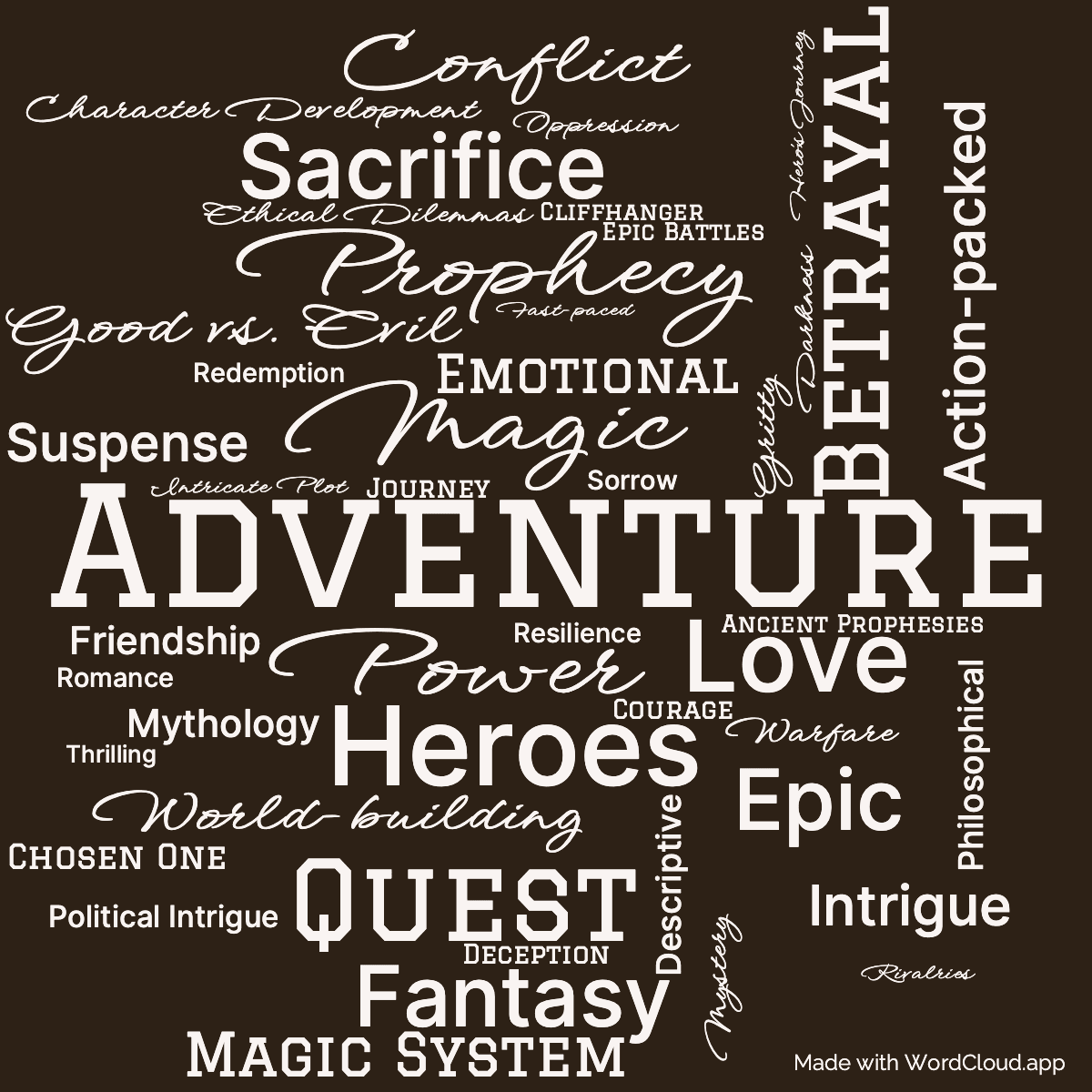 Word cloud of the book Stone Of Tears with 47 words like Adventure, Power and Magic.