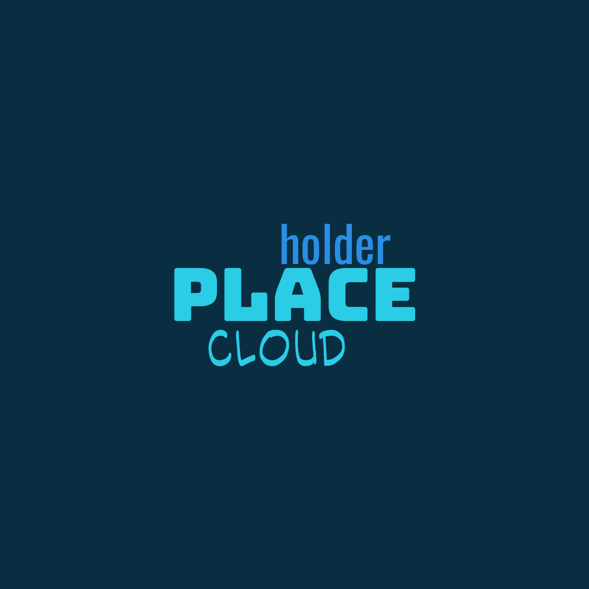 Word cloud with 3 words like place, holder and cloud in blue.