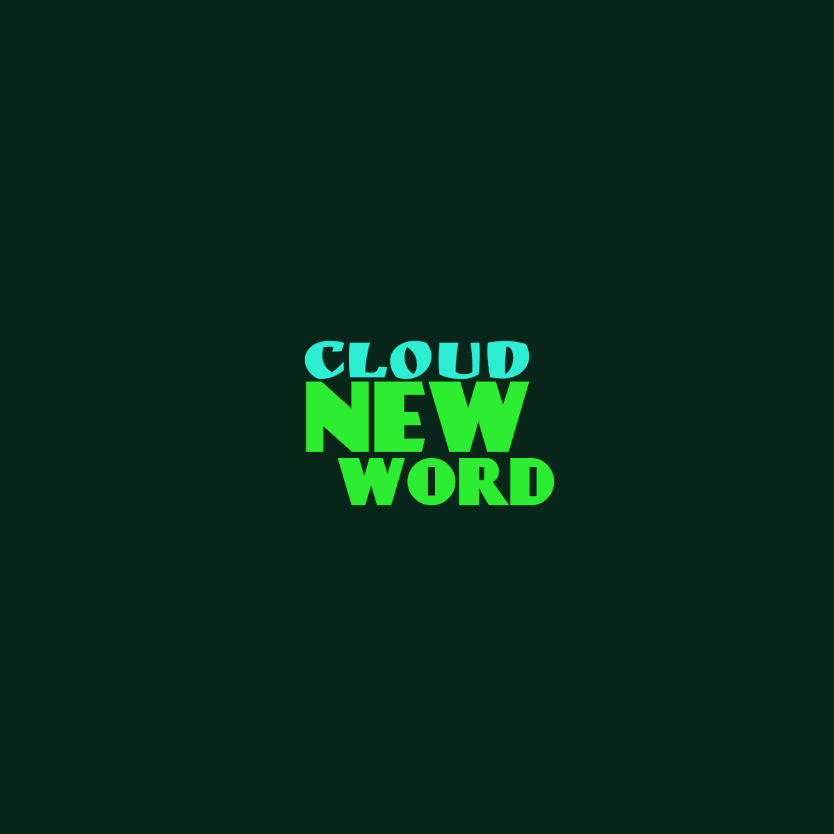 Word cloud with 3 words like new, word and cloud in green, blue and purple.