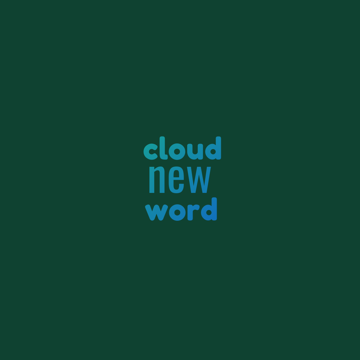 Word cloud with 3 words like new, word and cloud in green and blue.