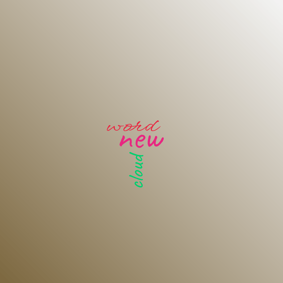 Word cloud with 3 words like new, word and cloud in multicolor.