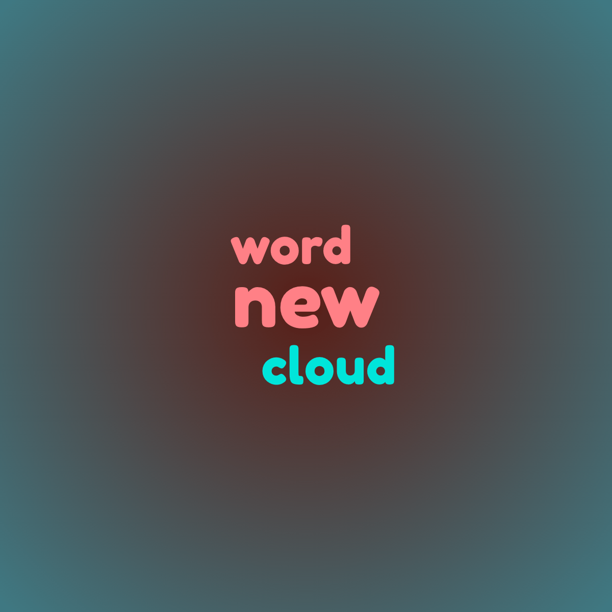 Word cloud with 3 words like new, word and cloud in red and blue.