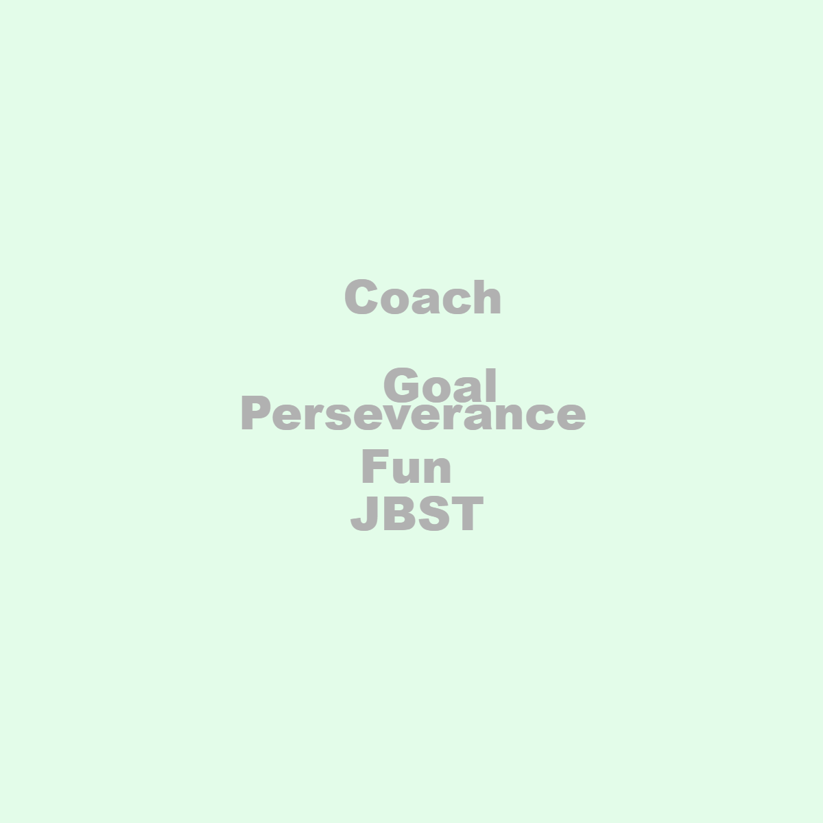 Collaborative word cloud with 5 words like Perseverance, Goal and Fun in gray and green.